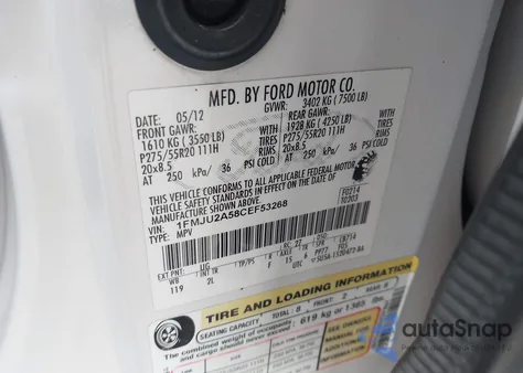 2012 Ford Expedition Limited from USA, damaged, VIN 1FMJU2A58CEF53268